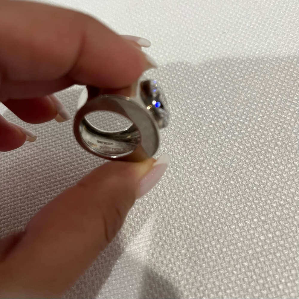 VINTAGE HARLENE KOREY KALIBRE 1985 Signed Silver Modernist Big CZ Ring Sz 7 - Picture 6 of 8